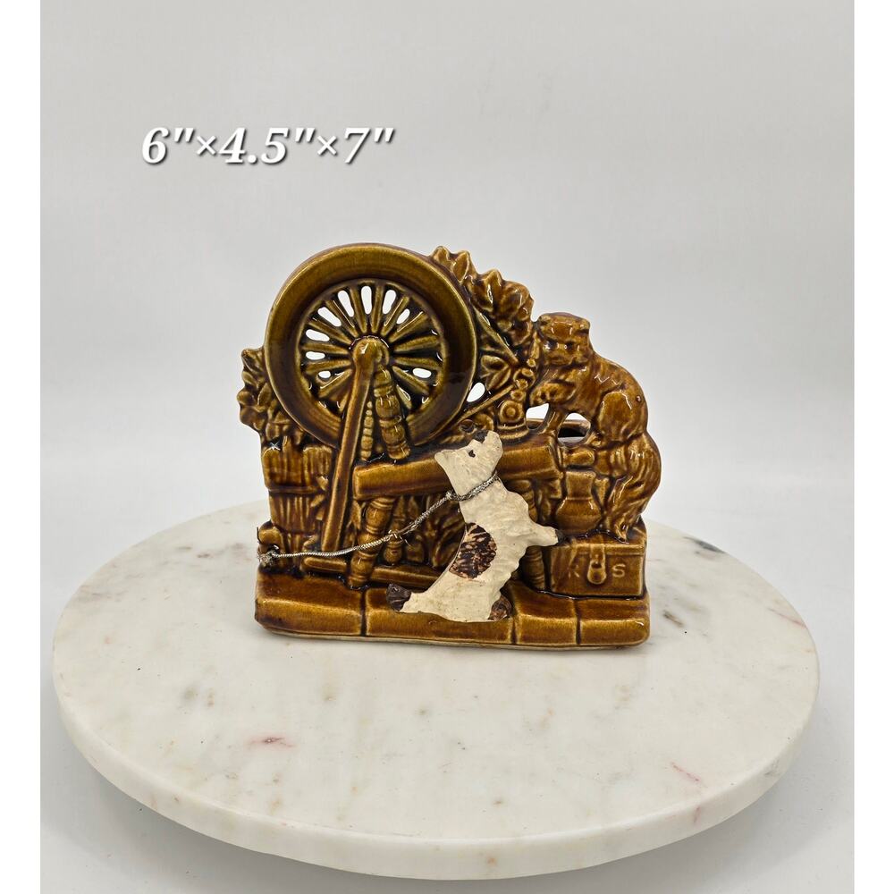 Vintage McCoy Pottery‎ Figurine – Spinning Wheel Scene with Dog